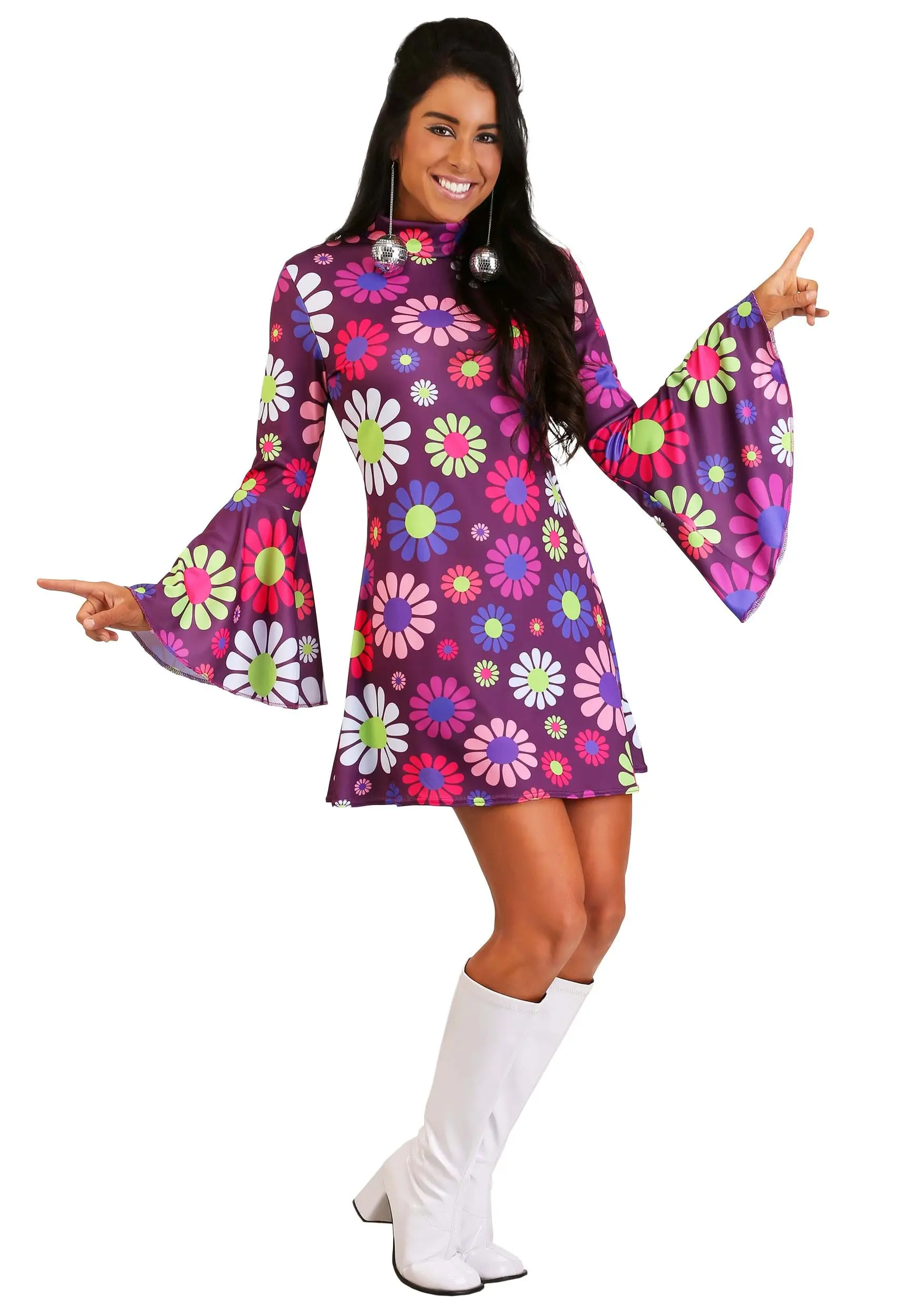 Fun Costumes Women's Adult Groovy Flower Power Costume 4 Fun Costumes Women's Adult Groovy Flower Power Costume - Image 2