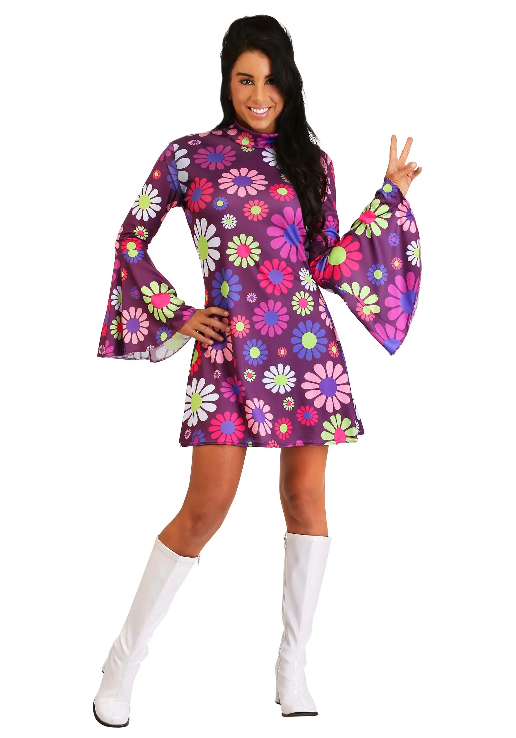 Fun Costumes Women's Adult Groovy Flower Power Costume 3 Fun Costumes Women's Adult Groovy Flower Power Costume