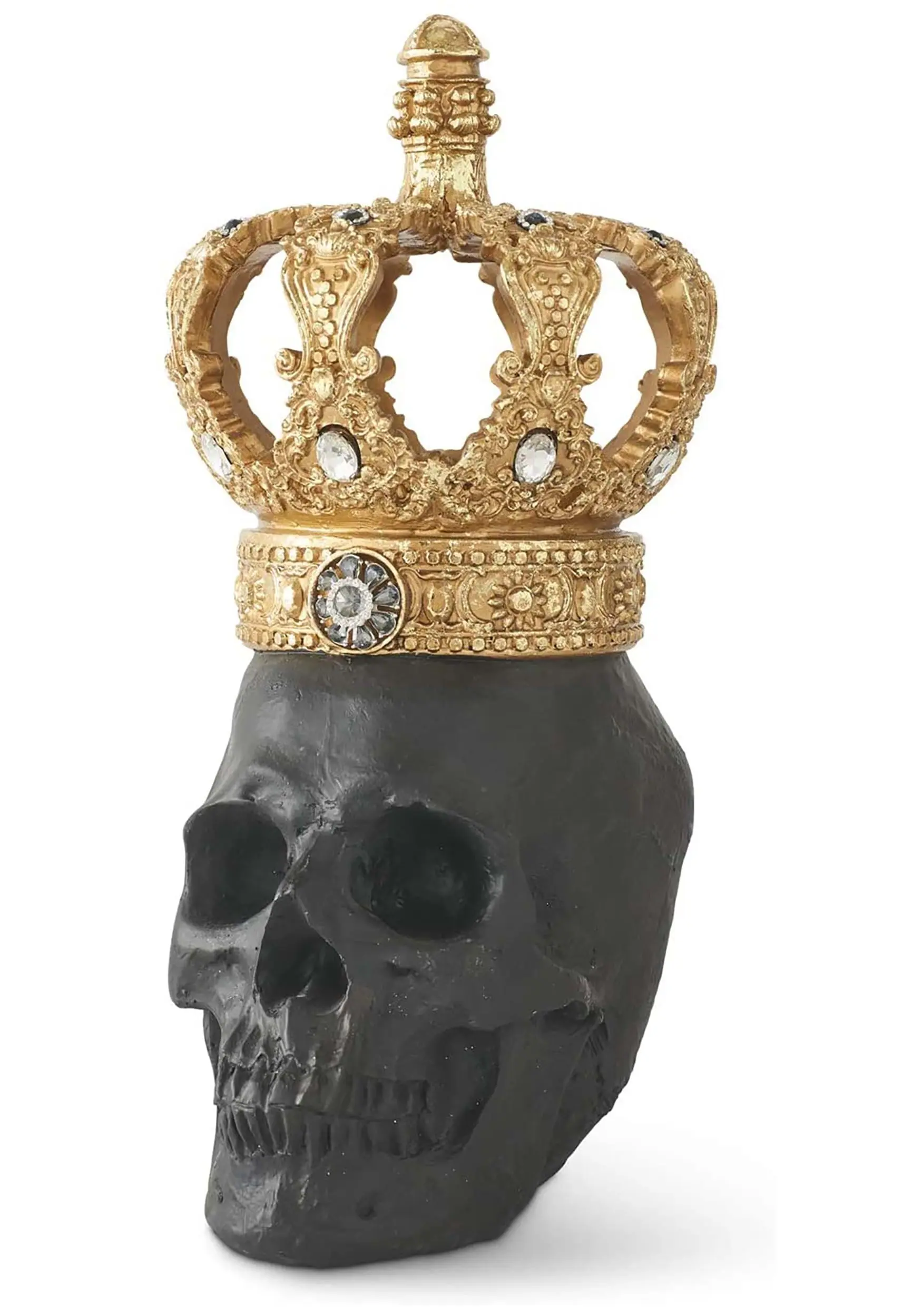 K&K Interiors Black Resin Gold Crown Skull Decoration 3 K&K Interiors Black Resin Gold Crown Skull Decoration
