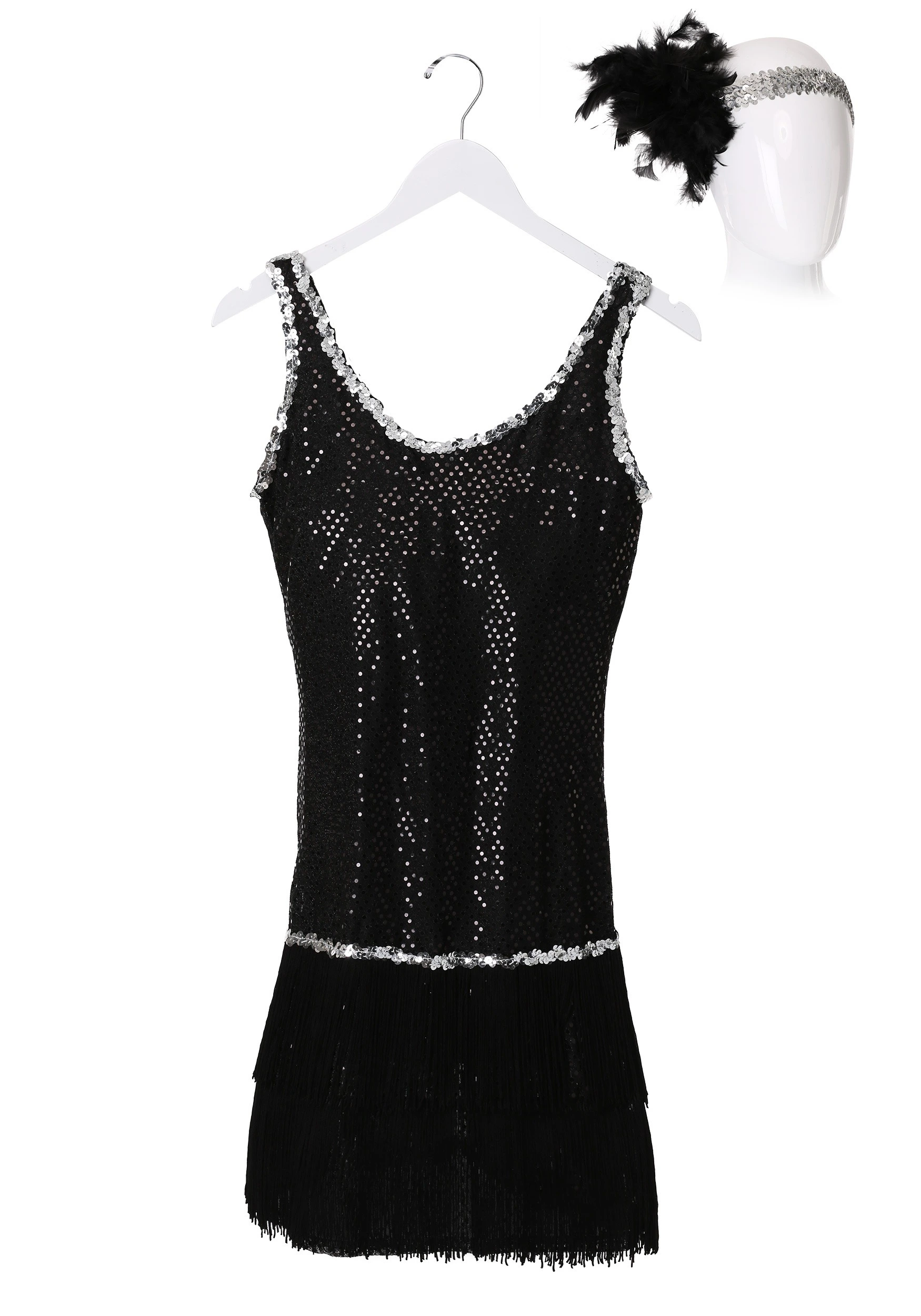 Fun Costumes Black Sequin & Fringe Plus Size Flapper Costume 5 Fun Costumes Black Sequin & Fringe Plus Size Flapper Costume - Image 3