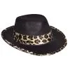 Funny Fashions Leopard Trim Black Velvet Pimp Hat -Fun Costumes Store black velvet leopard trim pimp hat
