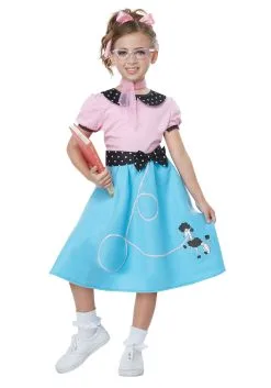 California Costume Collection Girls Blue 50's Sock Hop Dress Costume