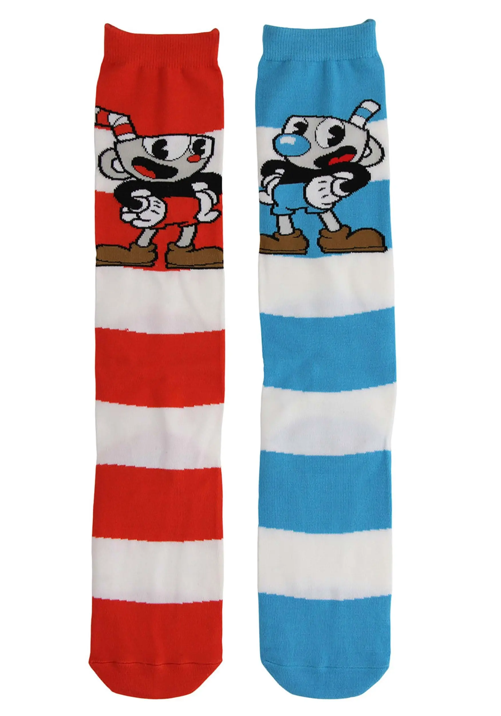 Elope Knee High Cuphead & Mugman Striped Socks 4 Elope Knee High Cuphead & Mugman Striped Socks - Image 2
