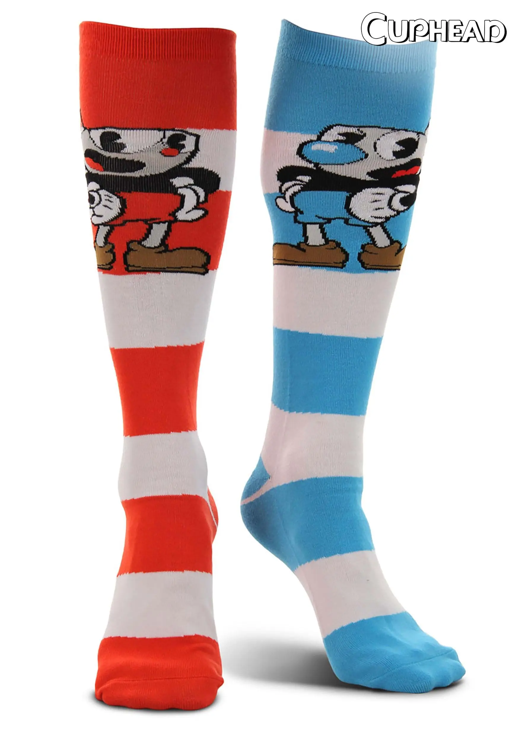 Elope Knee High Cuphead & Mugman Striped Socks 3 Elope Knee High Cuphead & Mugman Striped Socks