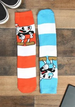 Elope Cuphead & Mugman Adult Crew Socks -Fun Costumes Store cuphead mugman victory crew socks alt 2