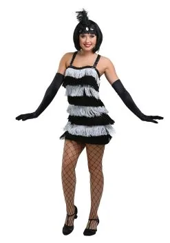 Fun Costumes Fringed Silver Flapper Costume