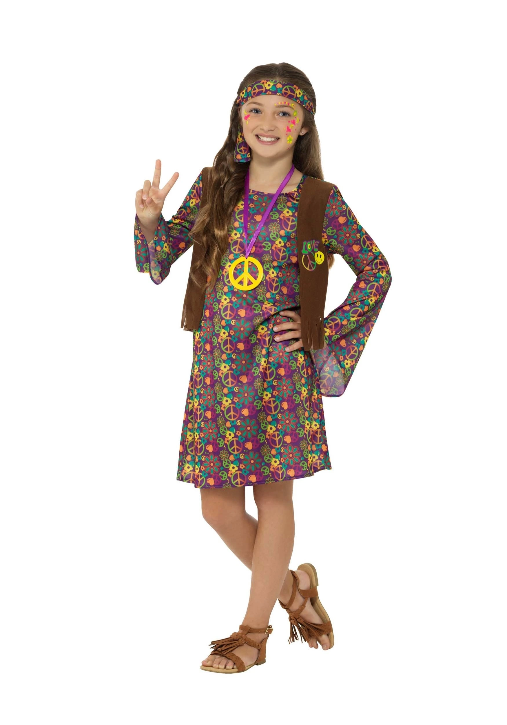 Smiffys Girl's Hippie Costume 3 Smiffys Girl's Hippie Costume