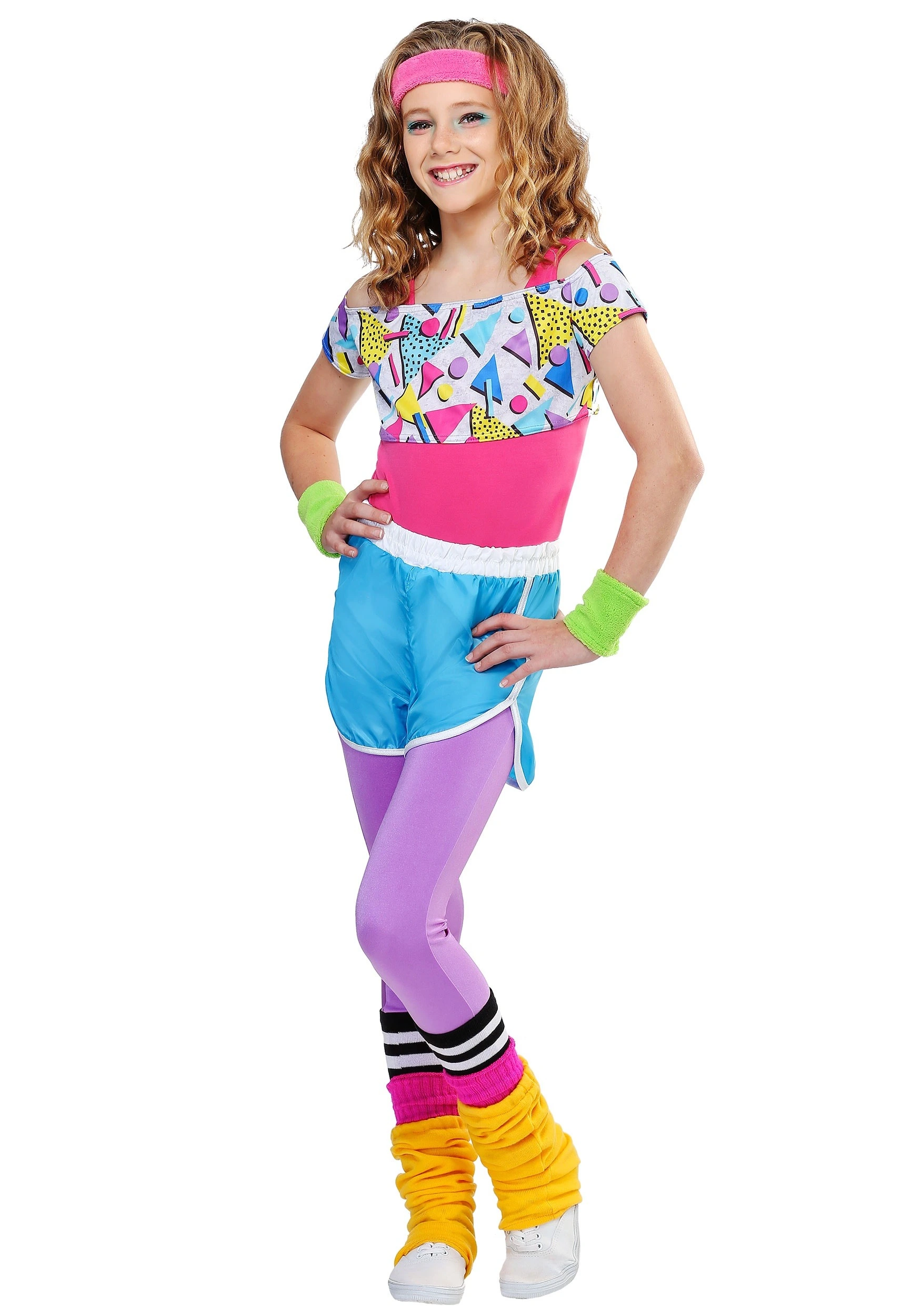 Fun Costumes Work It Out Girl's 80s Costume 3 Fun Costumes Work It Out Girl's 80s Costume