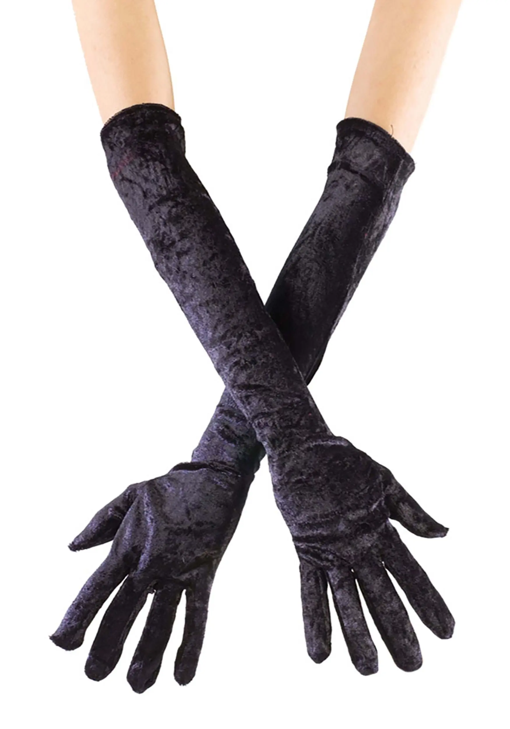 Fun World Black Long Velvet Gloves 3 Fun World Black Long Velvet Gloves