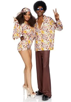 LEG AVENUE Men's 70s Floral Shirt -Fun Costumes Store mens 70s floral shirt alt 2