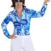 Fun Costumes Mens Blue Flower Disco Shirt 1 Fun Costumes Mens Blue Flower Disco Shirt -Fun Costumes Store mens blue flower disco shirt