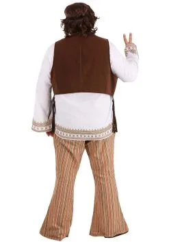 Deals 80's Costumes Store -Fun Costumes Store mens plus size woodstock hippie costume alt 1