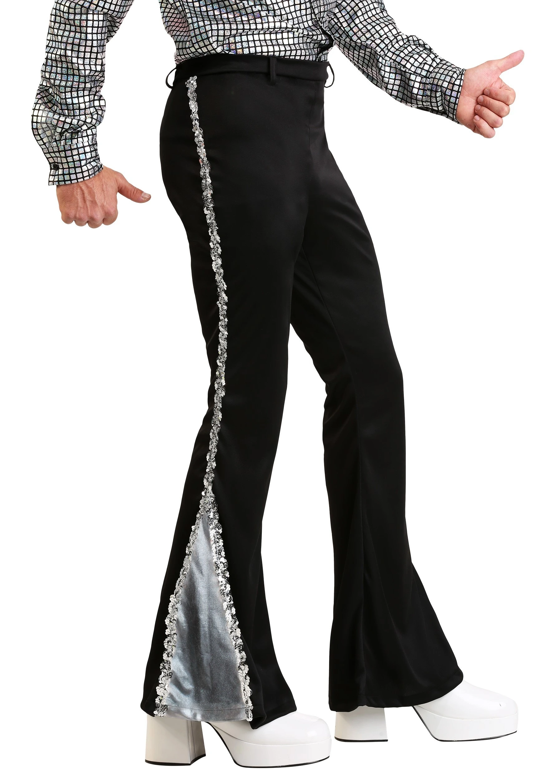 Fun Costumes Men's Silver Sequin Disco Pants 3 Fun Costumes Men's Silver Sequin Disco Pants