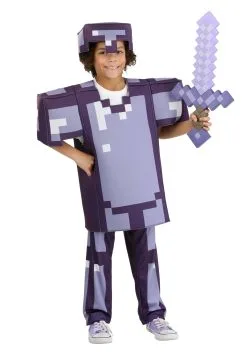 Disguise Limited Kid's Minecraft Enchanted Armor Deluxe Kid's Costume -Fun Costumes Store minecraft enchanted diamond armor deluxe child cos alt 6