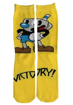 Elope Cuphead Mugman Victory! Crew Socks -Fun Costumes Store mugman victory crew socks alt 5