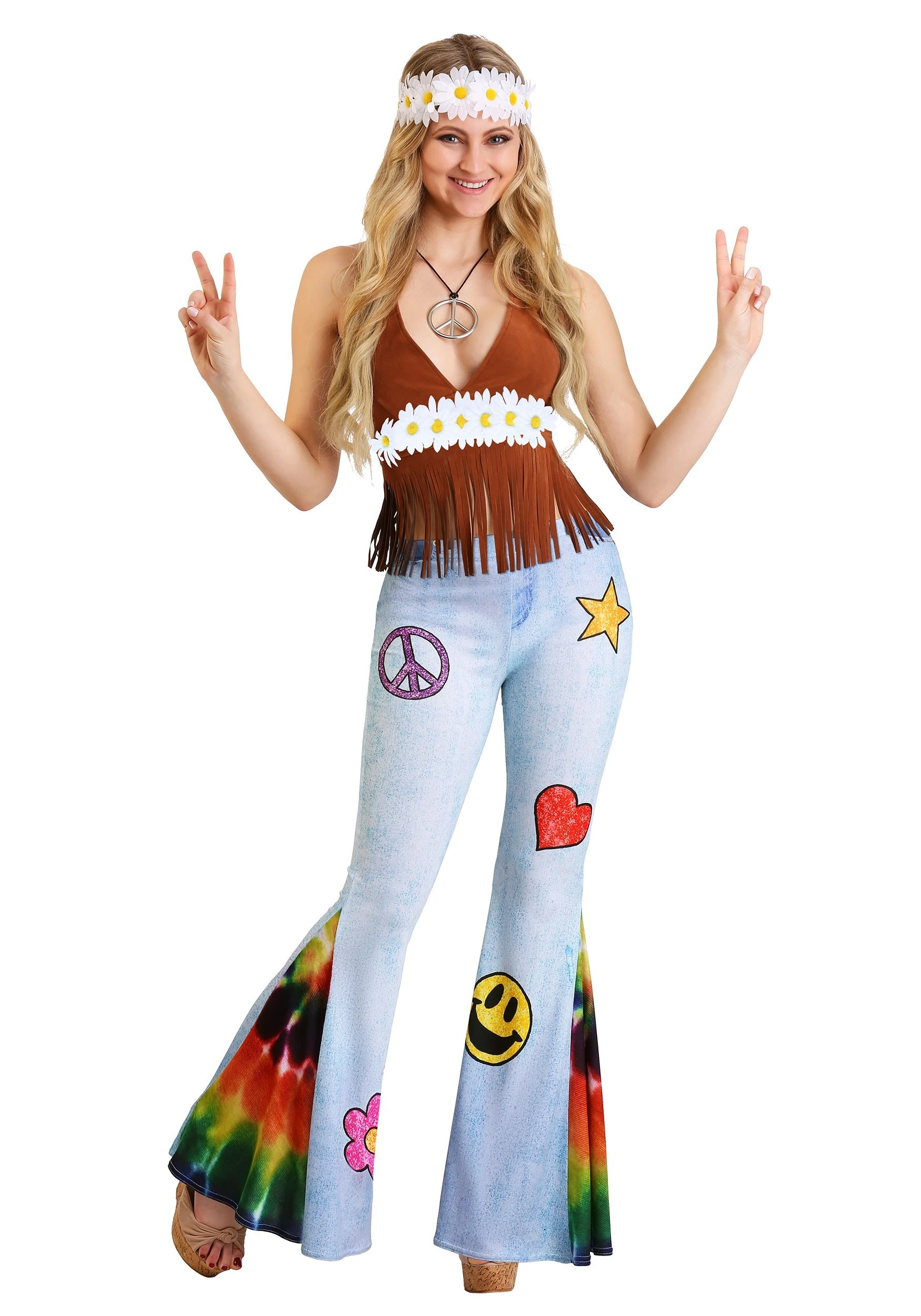 Fun Costumes Women's Patchwork Hippie Costume 3 Fun Costumes Women's Patchwork Hippie Costume