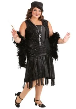 Fun Costumes Plus Size Black Jazz Flapper Costume