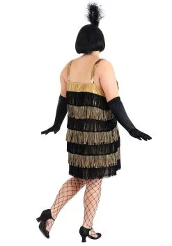 Fun Costumes Plus Size Fringe Gold Flapper Costume -Fun Costumes Store plus size fringe gold flapper costume alt