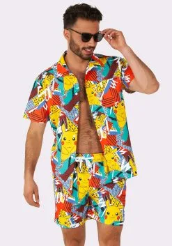 Opposuits Pokémon Pika Pikachu Swimsuit & Shirt For Men -Fun Costumes Store pokemon mens pika pikachu swimsuit shirt alt 7