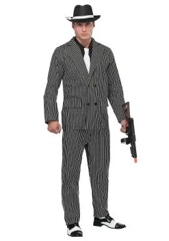 Fun Costumes Men's Wide Stripe Plus Size Gangster Costume