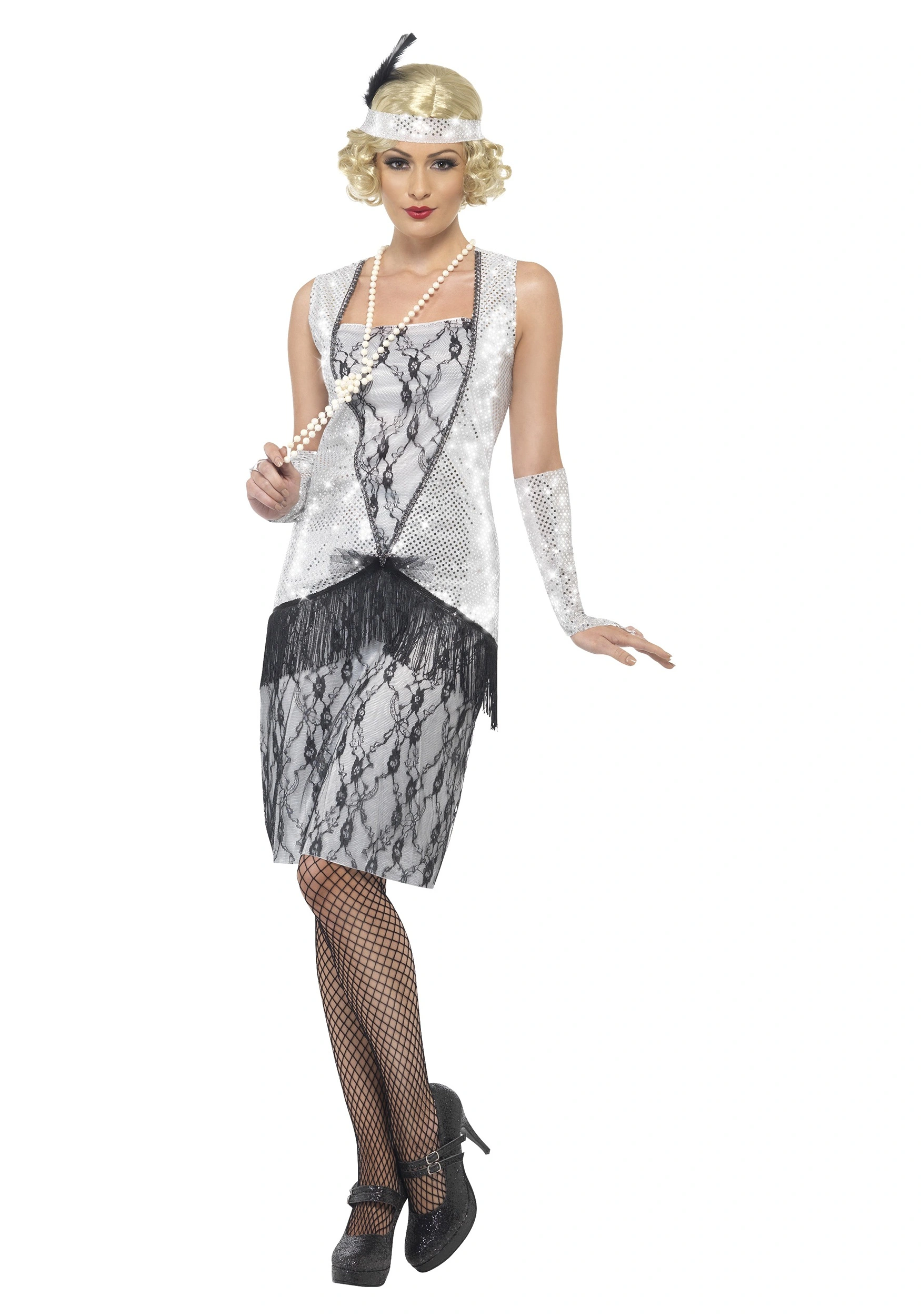 Smiffys Women's 1920s Silver Flapper Costume 3 Smiffys Women's 1920s Silver Flapper Costume