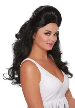 Dreamgirl Women's Black Bouffant Wig Accessory 7 Dreamgirl Women's Black Bouffant Wig Accessory -Fun Costumes Store womens black bouffant alt 2