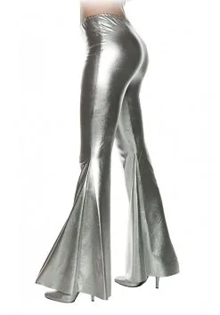 Underwraps Metallic Silver Bell Bottoms For Women