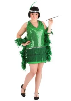 Fun Costumes Women's Plus Size Emerald Flapper Exclusive Halloween Costume