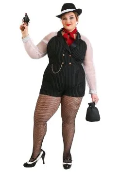 Fun Costumes Women's Plus Size Gangster Gal Costume