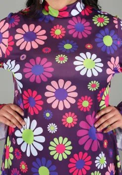 Fun Costumes Groovy Flower Power Plus Size Costume For Women -Fun Costumes Store womens plus size groovy flower power costume alt 2
